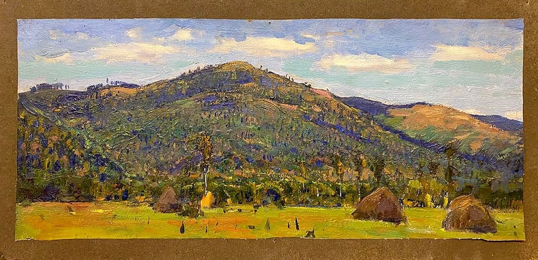 Oil painting Carpathians Zaretskyi Viktor: NoGS 335 *** ABOUT THIS PAINTING *** * TITLE: "Carpathians" * ARTISTS: Zaretskyi Viktor * SIZE: 25.5x52 cm/'10.03x20.47 inches' * MEDIUM: oil, cardboard * HAND PAINTED: Original painting from our