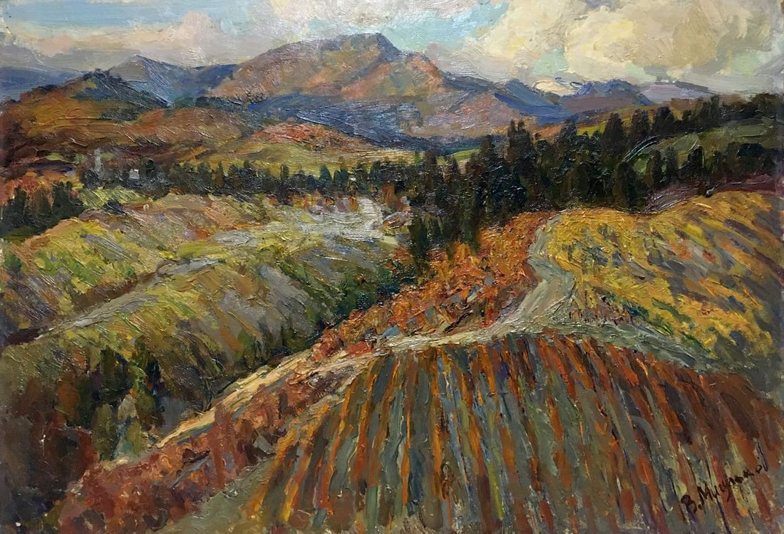 Oil painting Field Migulko Victor Vasilievich: NoVern 814 *** ABOUT THIS PAINTING *** * TITLE: "Field" * ARTISTS: Migulko Victor Vasilievich * SIZE: 50x70 cm/'19.68x27.55 inches' * MEDIUM: oil, cardboard * HAND PAINTED: Original painting from our 