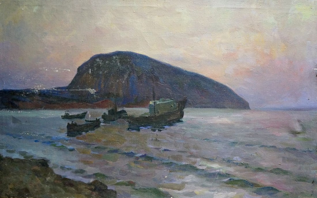 Oil painting Departure: NoVern 963 *** ABOUT THIS PAINTING *** * TITLE: "Departure" * ARTISTS: Unknown artist * SIZE: 49x78 cm/'19.29x30.70 inches' * MEDIUM: oil, canvas * HAND PAINTED: Original painting from our collection