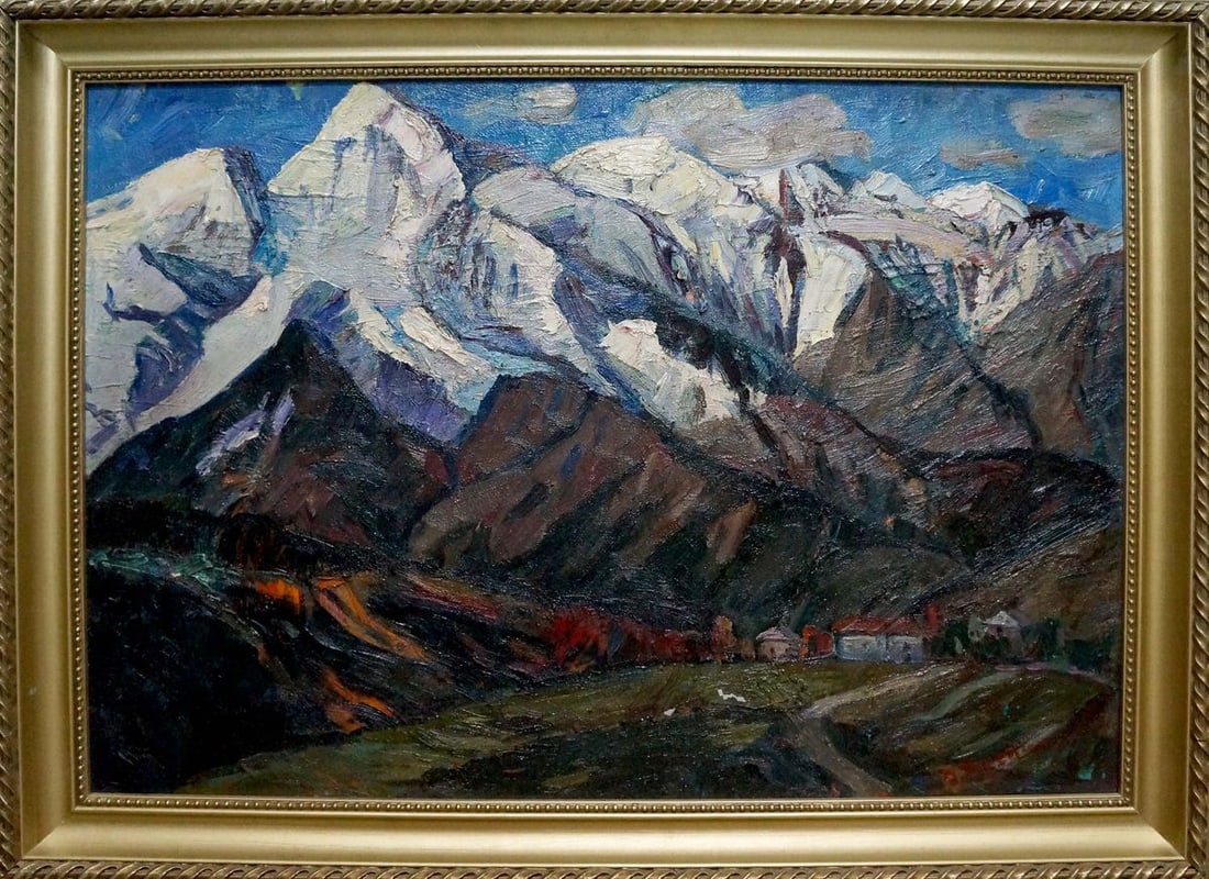 Oil painting Mountains landscape Brendel Olga Vladimirovna: NoVern 1577 *** ABOUT THIS PAINTING *** * TITLE: "Mountains landscape" * ARTISTS: Brendel Olga Vladimirovna * SIZE: 49x70 cm/'19.29x27.55 inches', frame size: 57x79 cm/'22.44x31.10 inches' * MEDIUM: o