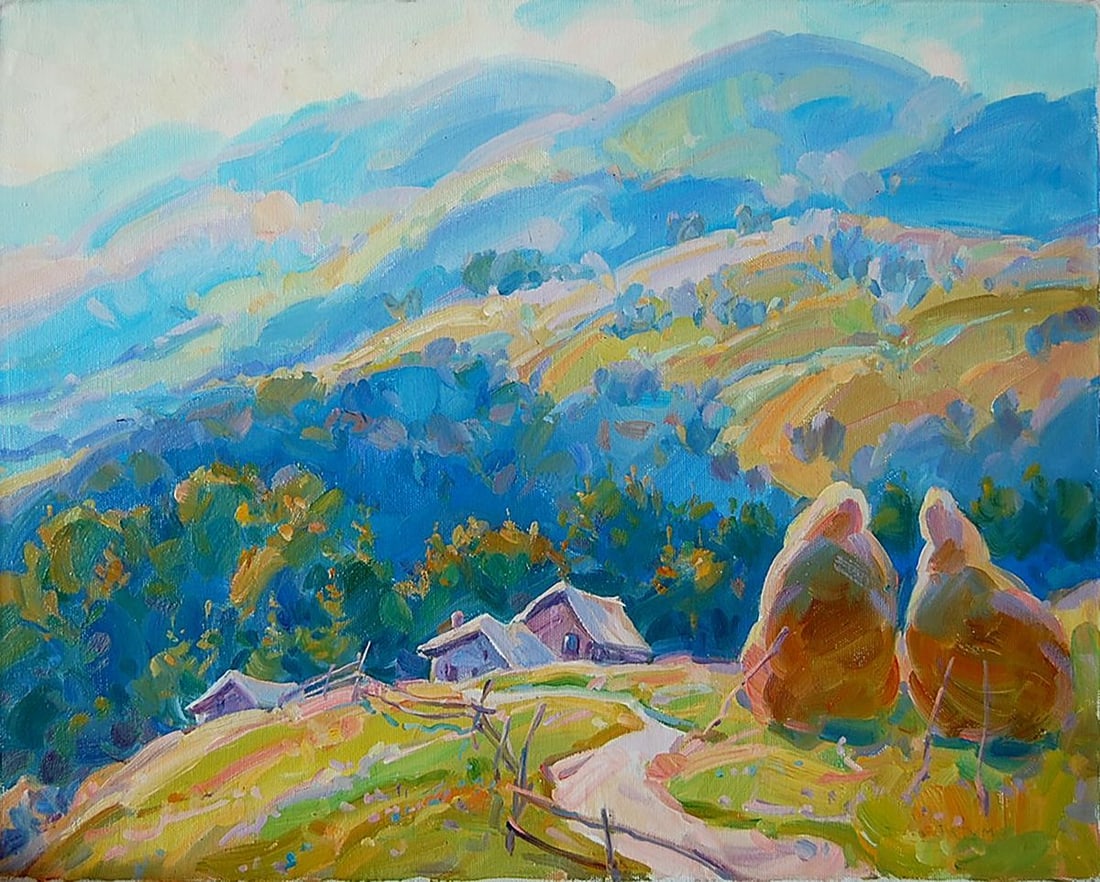 Oil painting Carpathians. Summer Kotmin Dmitry: NoKotmin 27*** ABOUT THIS PAINTING **** TITLE: "Carpathians. Summer"* ARTISTS: Kotmin Dmitry* SIZE: 40x50 cm/'15.74x19.68 inches' * MEDIUM: oil, canvas* HAND PAINTED: Original painting from our collec