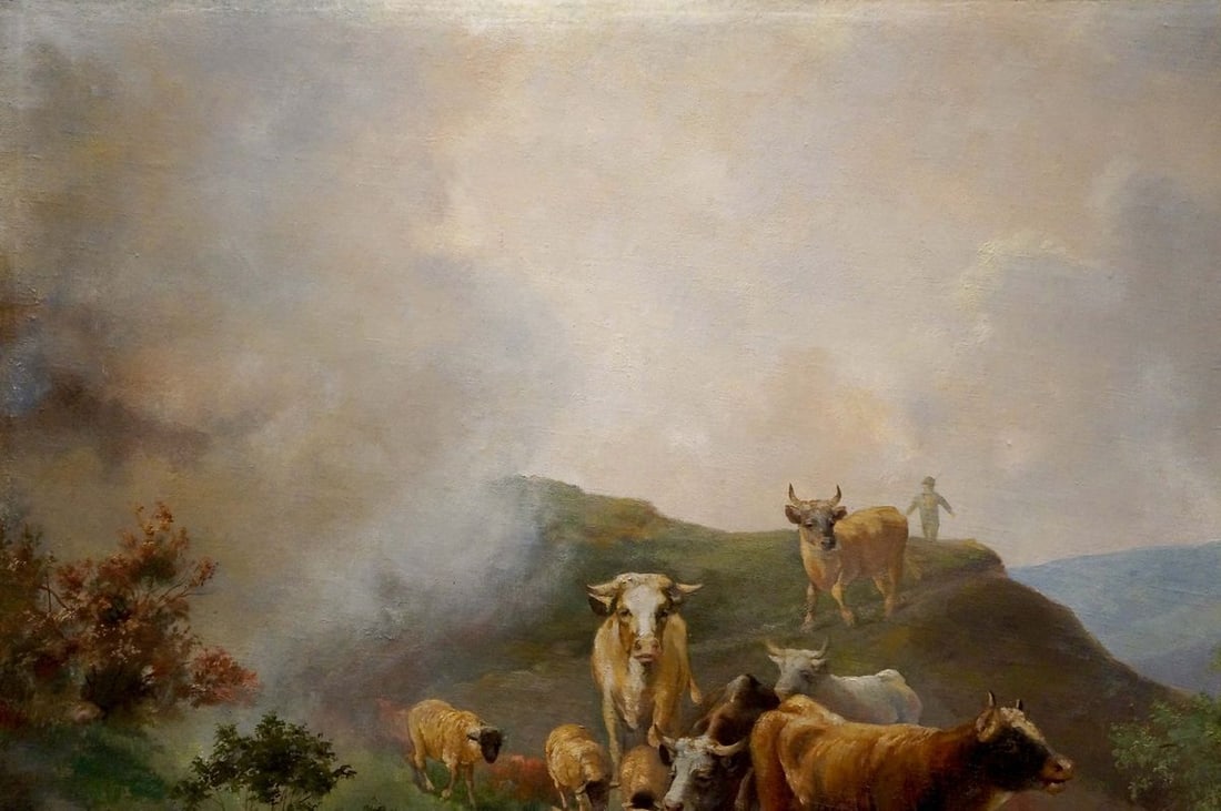 Oil painting Animals at the pond - 3