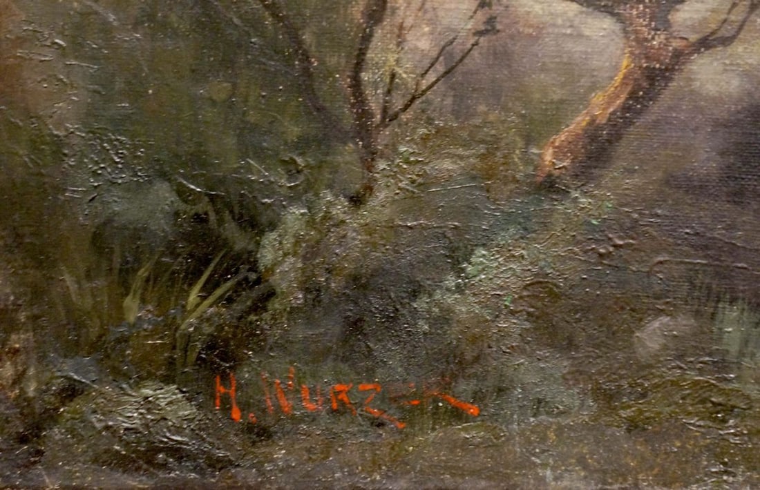 Oil painting Animals at the pond - 6