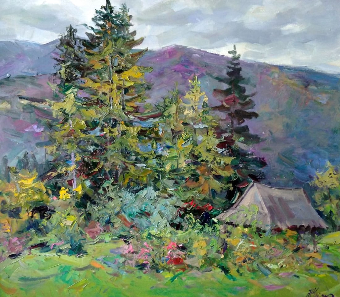 Oil painting Rainy day Alexander Nikolaevich Cherednichenko: NoCher 64 *** ABOUT THIS PAINTING *** * TITLE: "Rainy day" * ARTISTS: Alexander Nikolaevich Cherednichenko * SIZE: 70x80 cm/'27.55x31.49 inches' * MEDIUM: oil, canvas * HAND PAINTED: Original painting