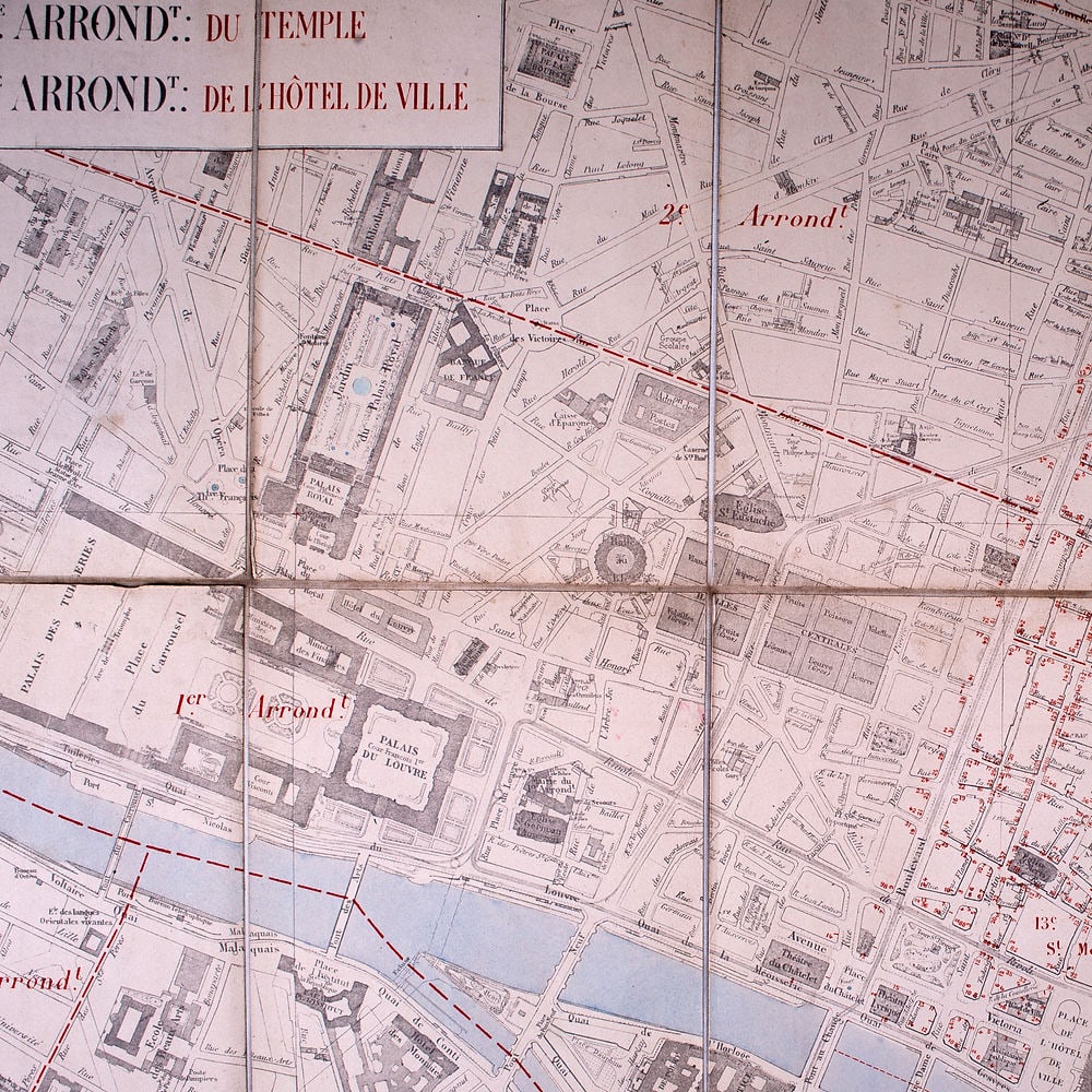 Paris detailed map of the 4 and 3 arrondissements 1885 Survey map - 3