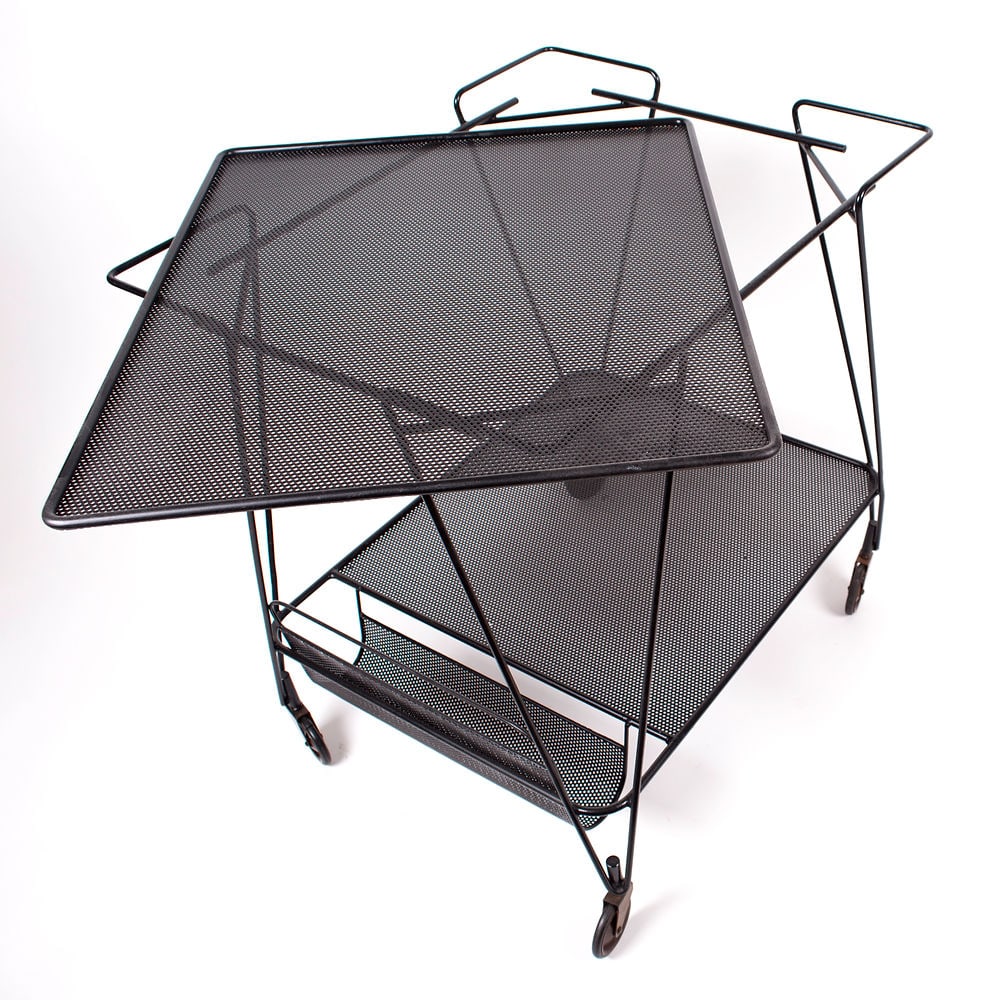FRENCH MODERNIST Black serving table MATEGOT Mid century - 3