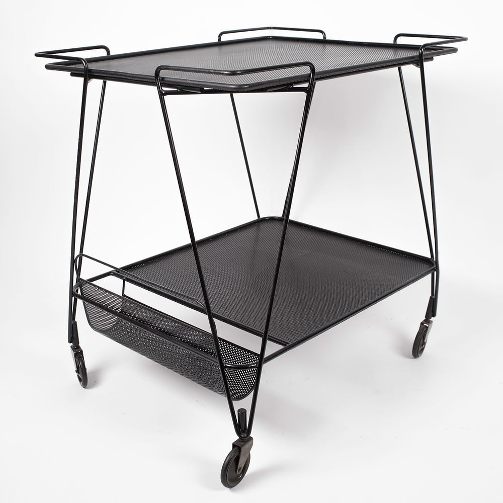 FRENCH MODERNIST Black serving table MATEGOT Mid century - 4