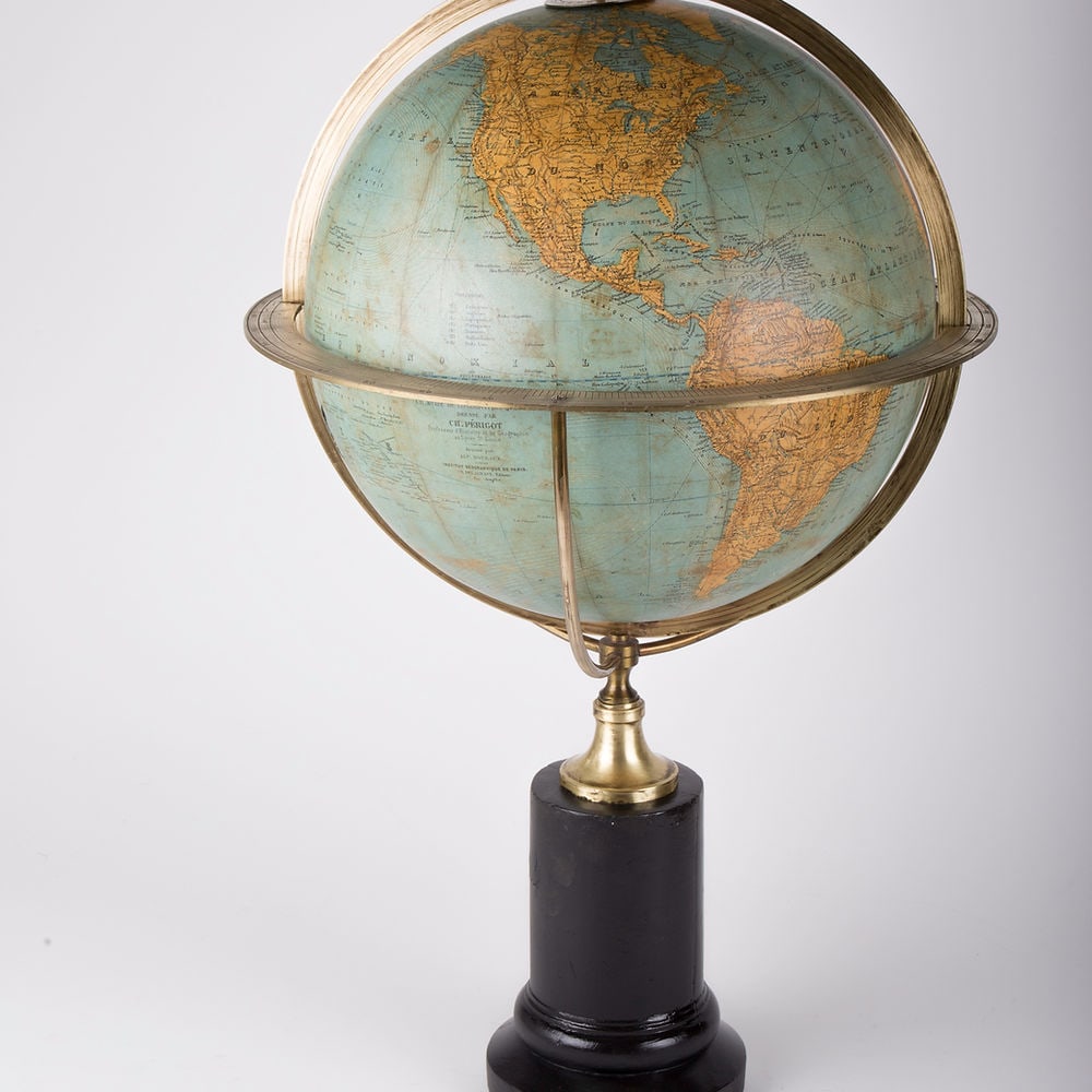 1870 DELAGRAVE FRENCH TERRESTRIAL ANTIQUE GLOBE 14 " (1 of 11)
