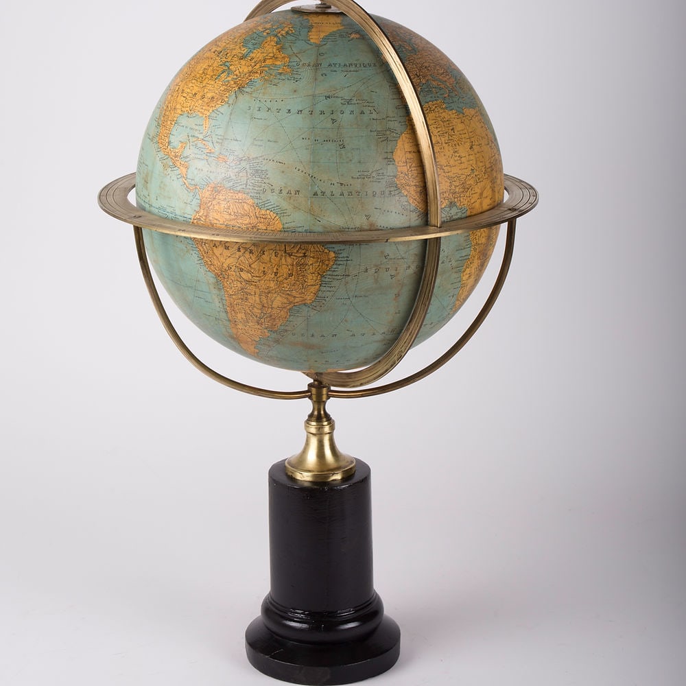 1870 DELAGRAVE FRENCH TERRESTRIAL ANTIQUE GLOBE 14 " - 2