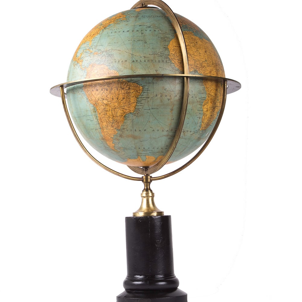 1870 DELAGRAVE FRENCH TERRESTRIAL ANTIQUE GLOBE 14 " - 3