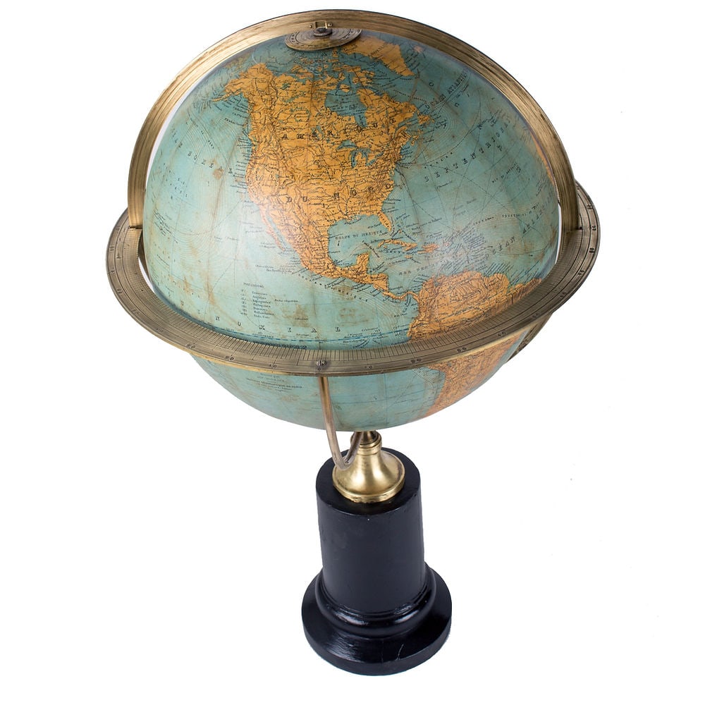 1870 DELAGRAVE FRENCH TERRESTRIAL ANTIQUE GLOBE 14 " - 7