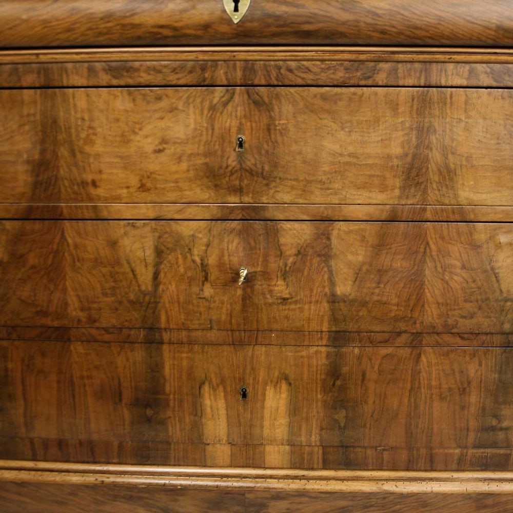 FRENCH ANTIQUE CHEST OF DRAWERS 1850 LOUIS PHILIPPE Book matched Walnut Veneer - 2