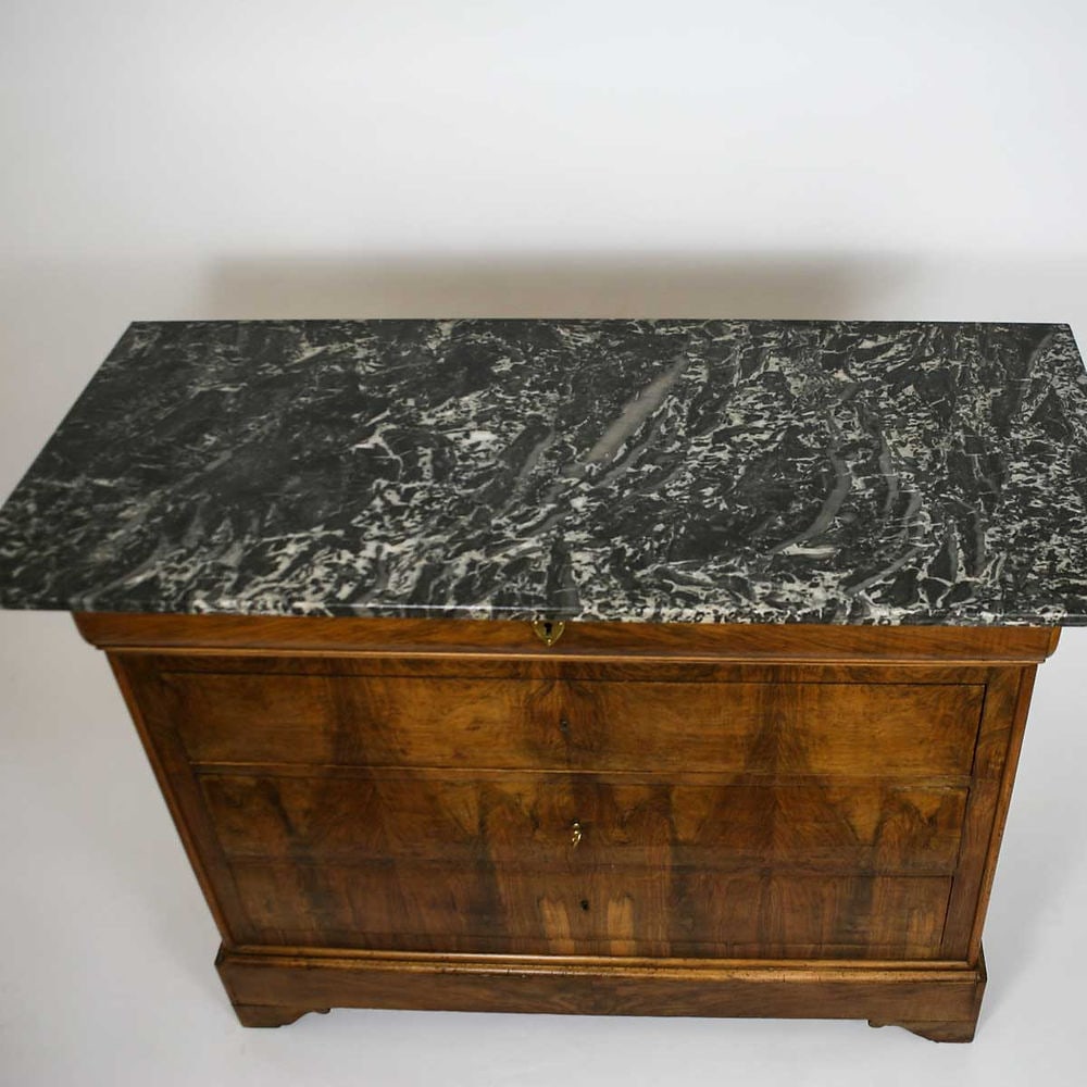 FRENCH ANTIQUE CHEST OF DRAWERS 1850 LOUIS PHILIPPE Book matched Walnut Veneer - 4