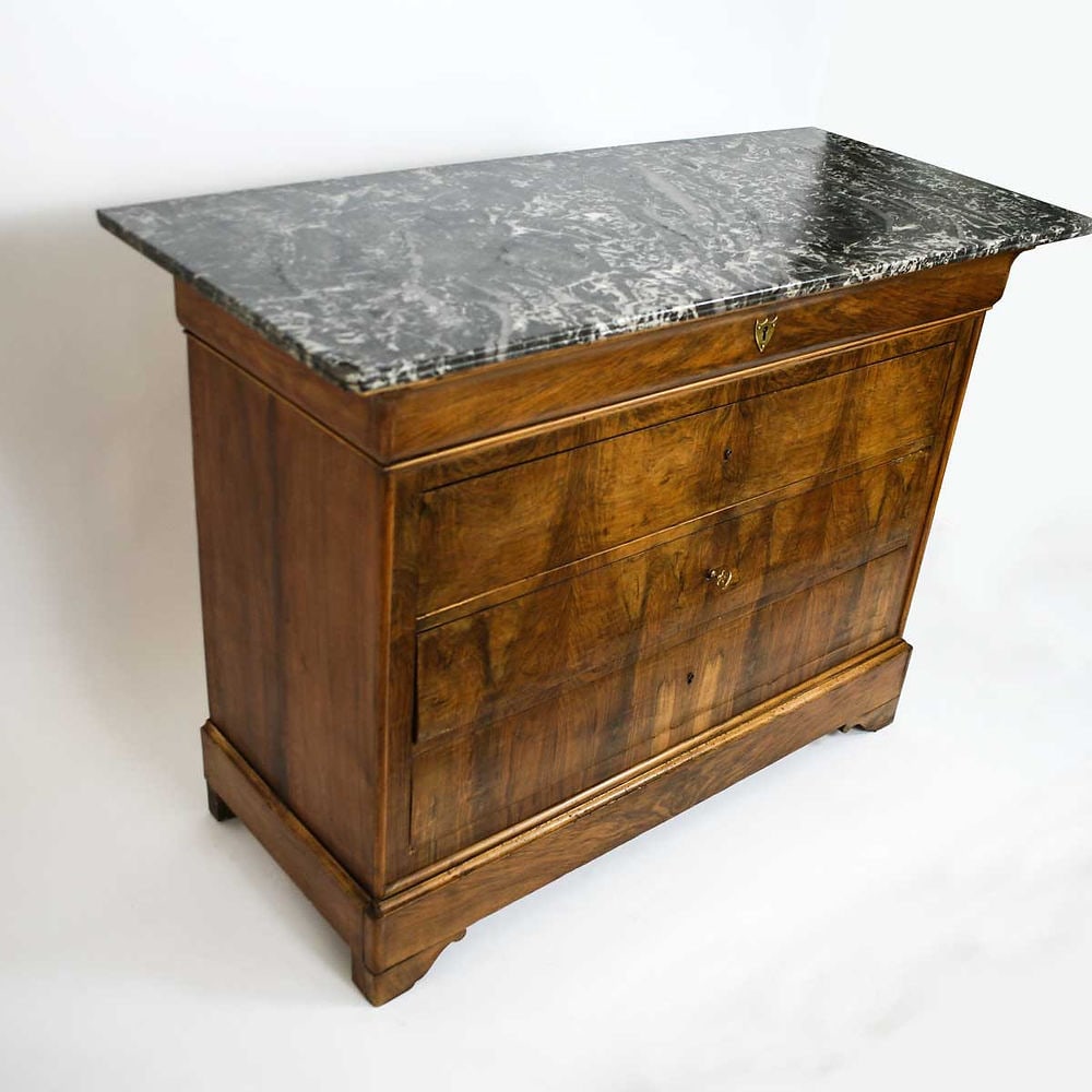 FRENCH ANTIQUE CHEST OF DRAWERS 1850 LOUIS PHILIPPE Book matched Walnut Veneer - 5