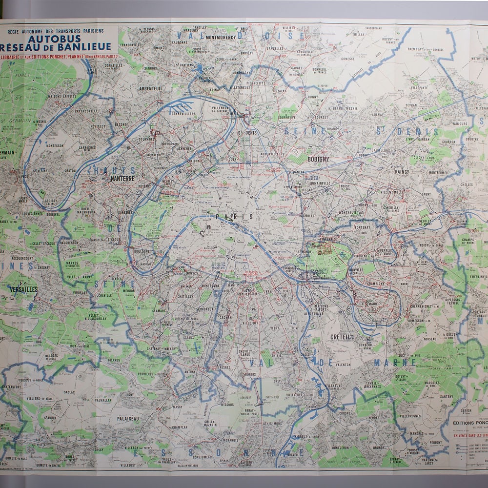 Large Paris bus stop RATP including surrounding suburb 1963 Tarride - 4