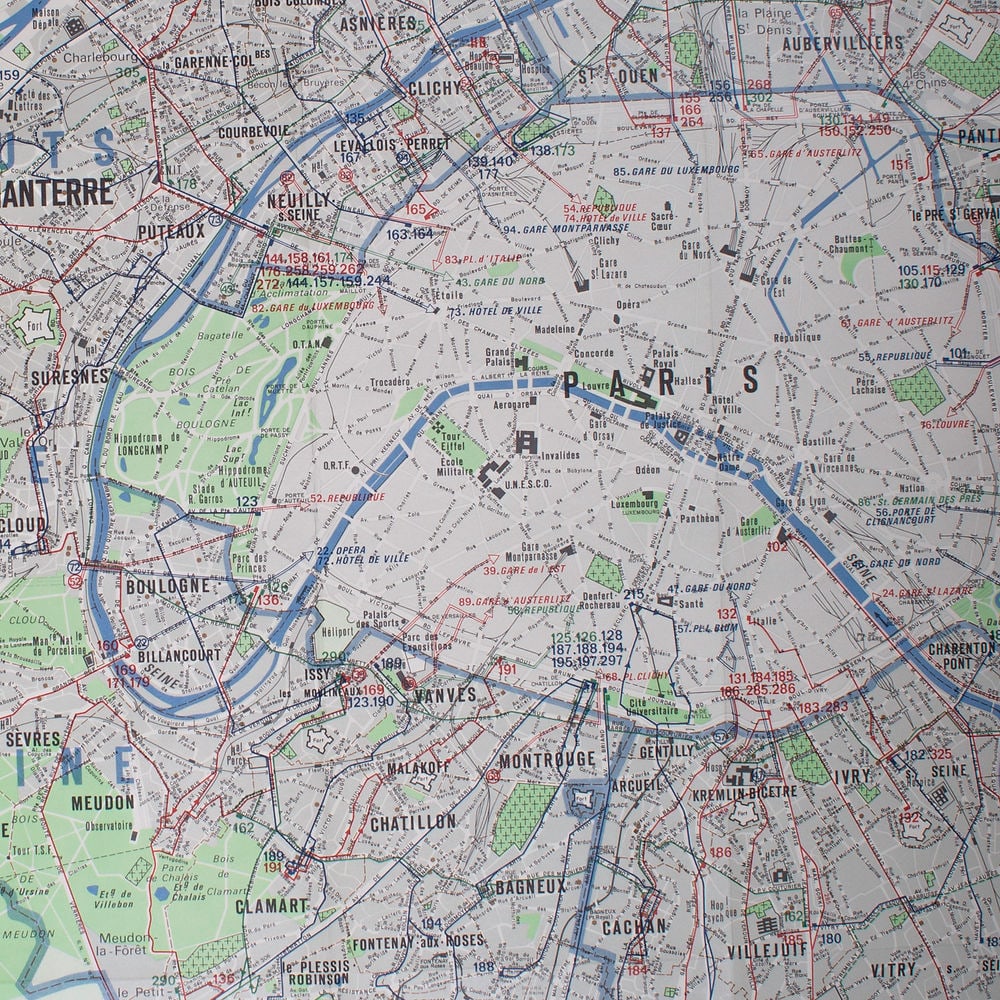 Large Paris bus stop RATP including surrounding suburb 1963 Tarride - 5