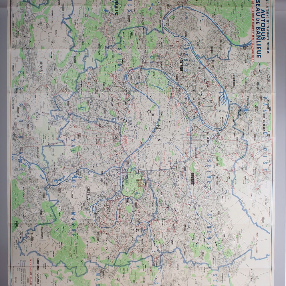 Large Paris bus stop RATP including surrounding suburb 1963 Tarride - 6