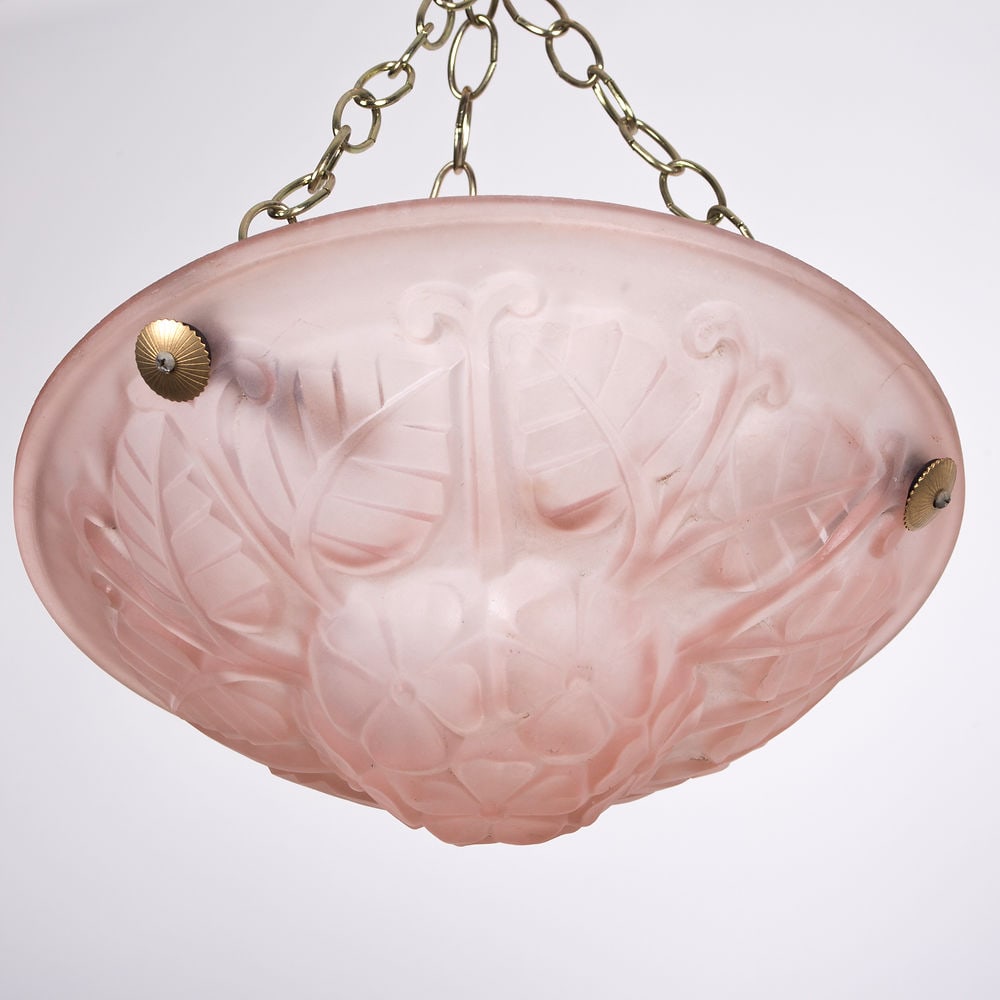 FRENCH Art-Deco Chandelier Degue David Guéron pink - 2