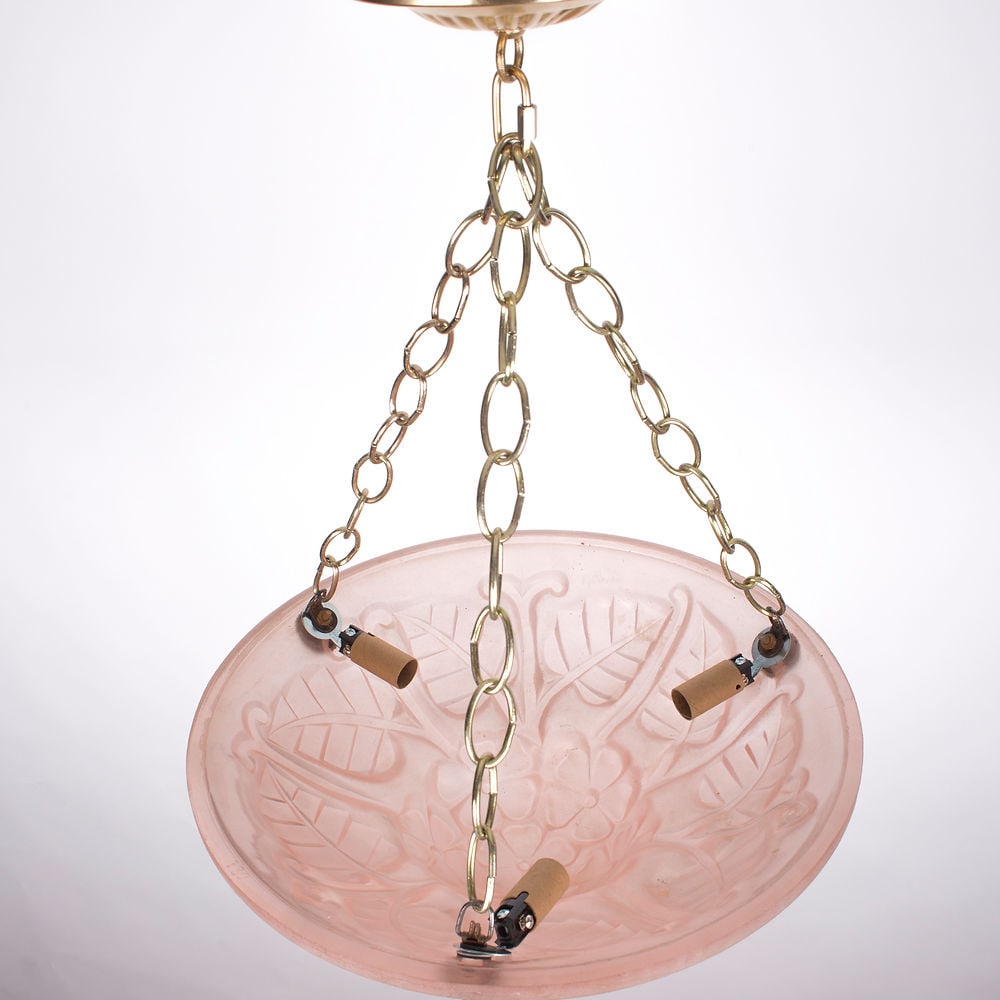 FRENCH Art-Deco Chandelier Degue David Guéron pink - 4