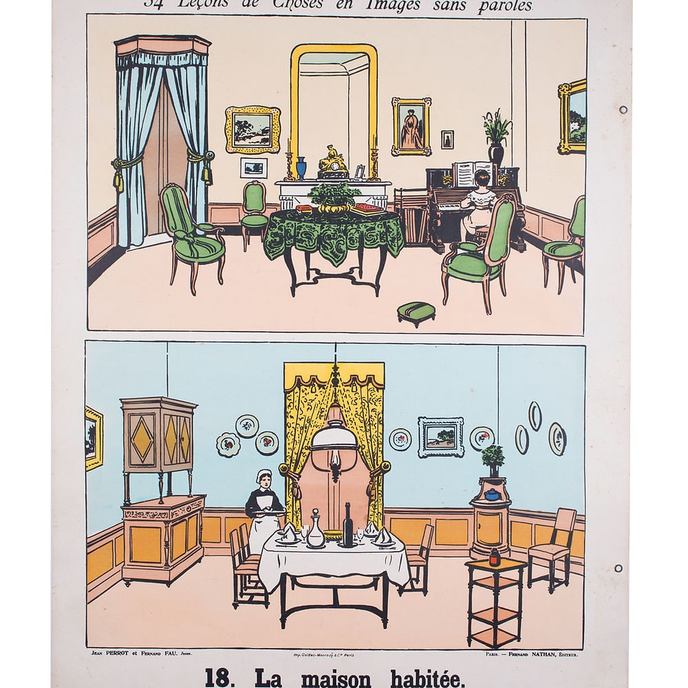 Vintage French School Poster Fernand Nathan housing - Double sided - 2