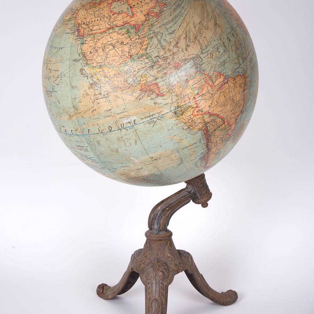 1880 LEBEGUE 17" FRENCH TERRESTRIAL GLOBE ANTIQUE Dubail editor - 2
