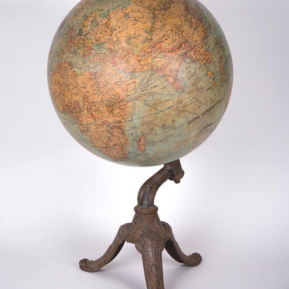 1880 LEBEGUE 17" FRENCH TERRESTRIAL GLOBE ANTIQUE Dubail editor - 3