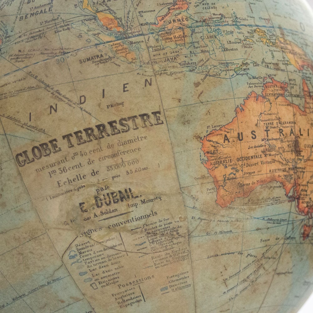1880 LEBEGUE 17" FRENCH TERRESTRIAL GLOBE ANTIQUE Dubail editor - 6