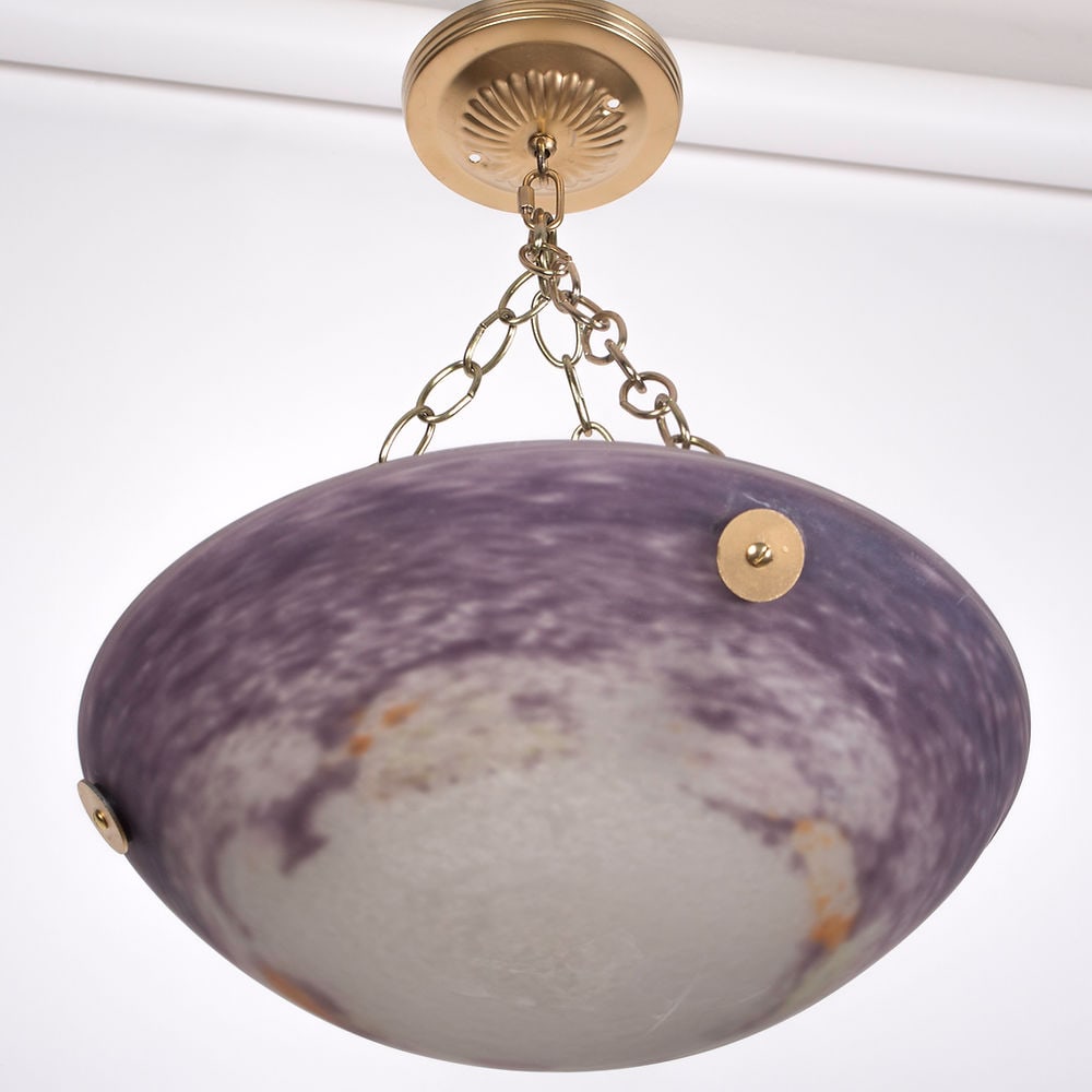 French Art-Deco marmoreal Chandelier Lorain Nancy Croismare purple - 2