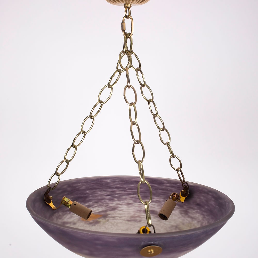 French Art-Deco marmoreal Chandelier Lorain Nancy Croismare purple - 3