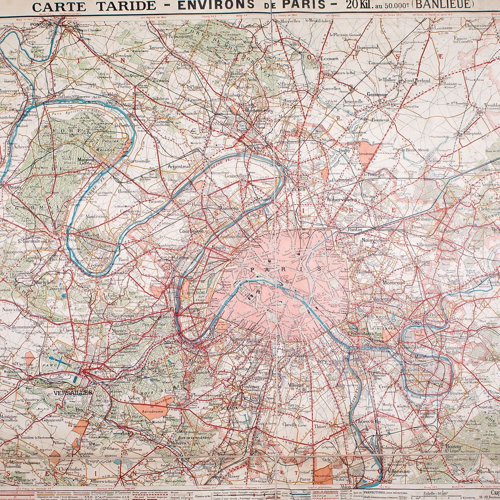 Environs de Paris detailed roadmap Tarride (surrending ) 13 miles around - 2