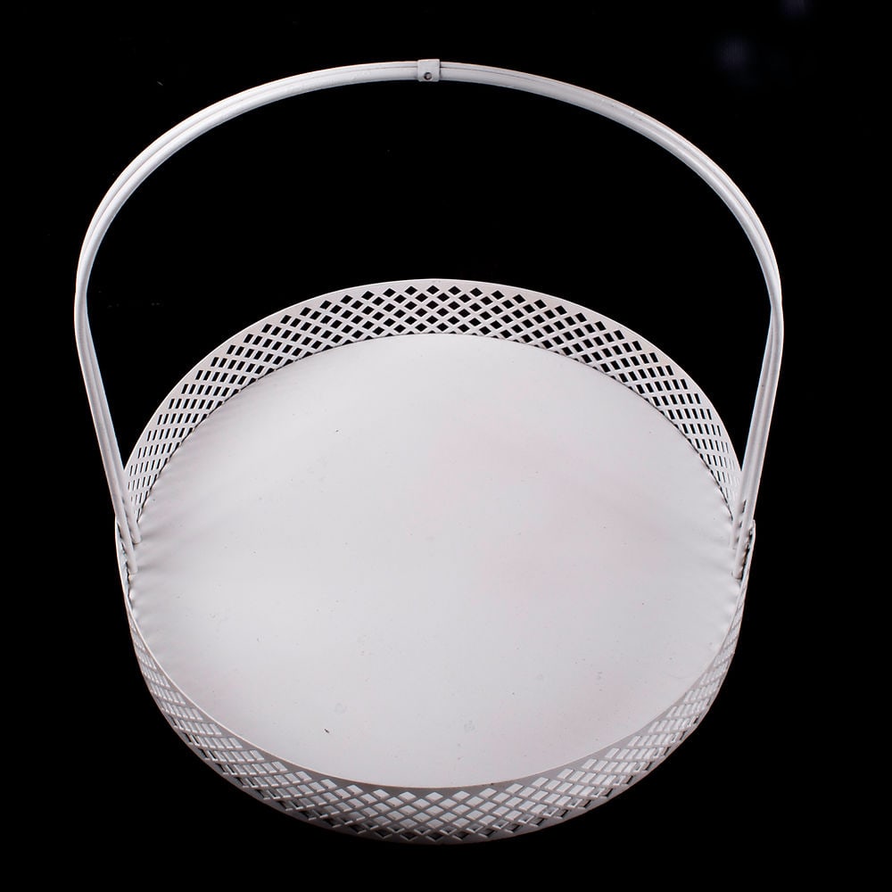 Mategot mid century round Basket rigitulle with square rigitulle: FRENCH MODERNIST serving tray MATEGOT Mid century; French modernist serving tray made in the 1950's by Mathieu Mategot , it is made with his trademark bent metal rigitulle adding a whimsical effect