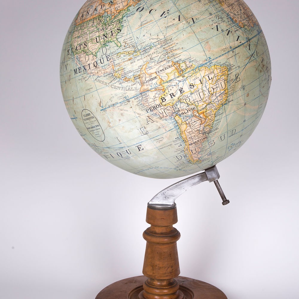 French 17" Girard Barrere et Thomas antique terrestrial globe 17 inches (1 of 8)