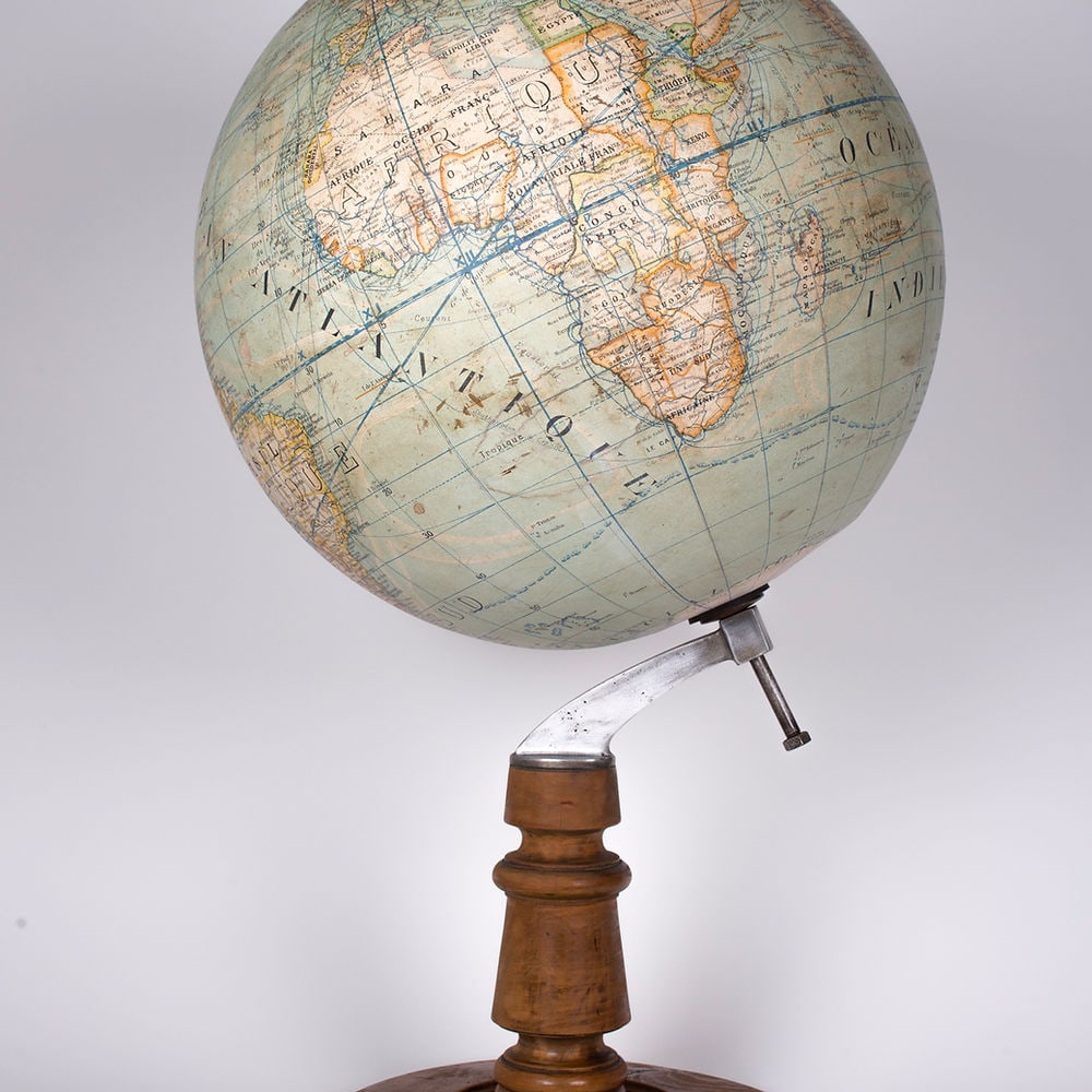 French 17" Girard Barrere et Thomas antique terrestrial globe 17 inches - 3