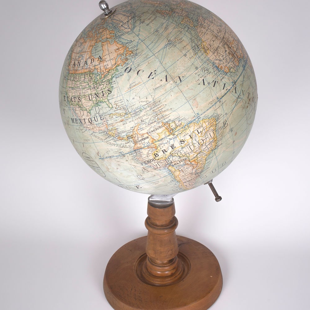 French 17" Girard Barrere et Thomas antique terrestrial globe 17 inches - 8