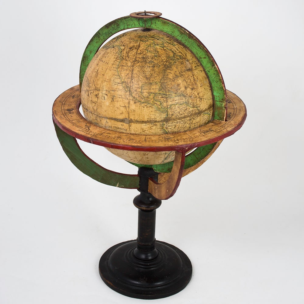 1830 French antique terrestrial globe 10" cooper engraving Lapie geographer: Pierre M. Lapie (fl. 1779 - 1850) and his son Alexandre Emile Lapie (fl. 1809 - 1850) were French cartographers and engravers active in the early part of the 19th century. The Lapies were commissioned