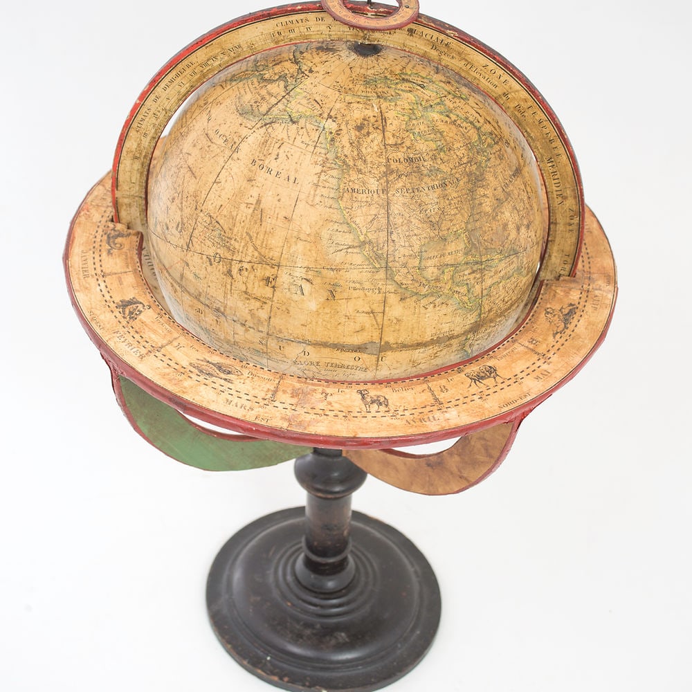 1830 French antique terrestrial globe 10" cooper engraving Lapie geographer - 5