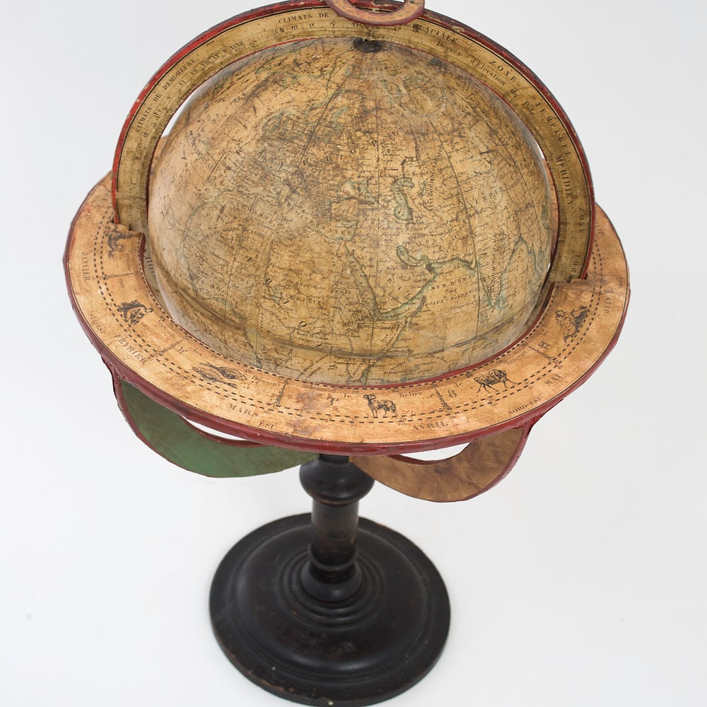1830 French antique terrestrial globe 10" cooper engraving Lapie geographer - 6