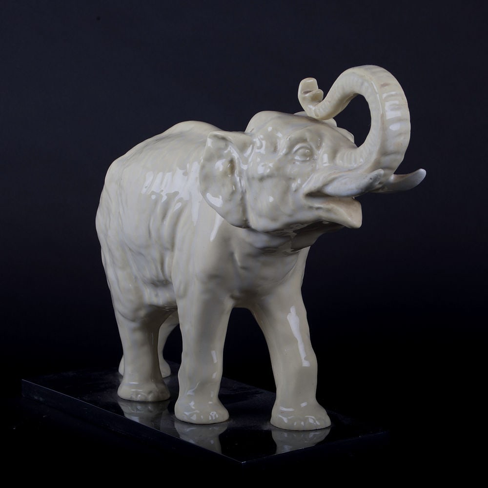 French Art Deco craquele Crackle Ceramic decorative art Elephant - 3