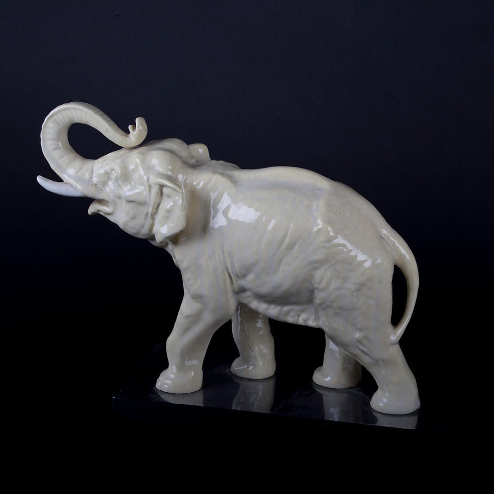 French Art Deco craquele Crackle Ceramic decorative art Elephant - 4