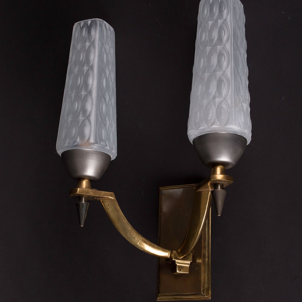 Second set Pair of Brass Sconces maison Lunel French mid century maison Arlus - 3