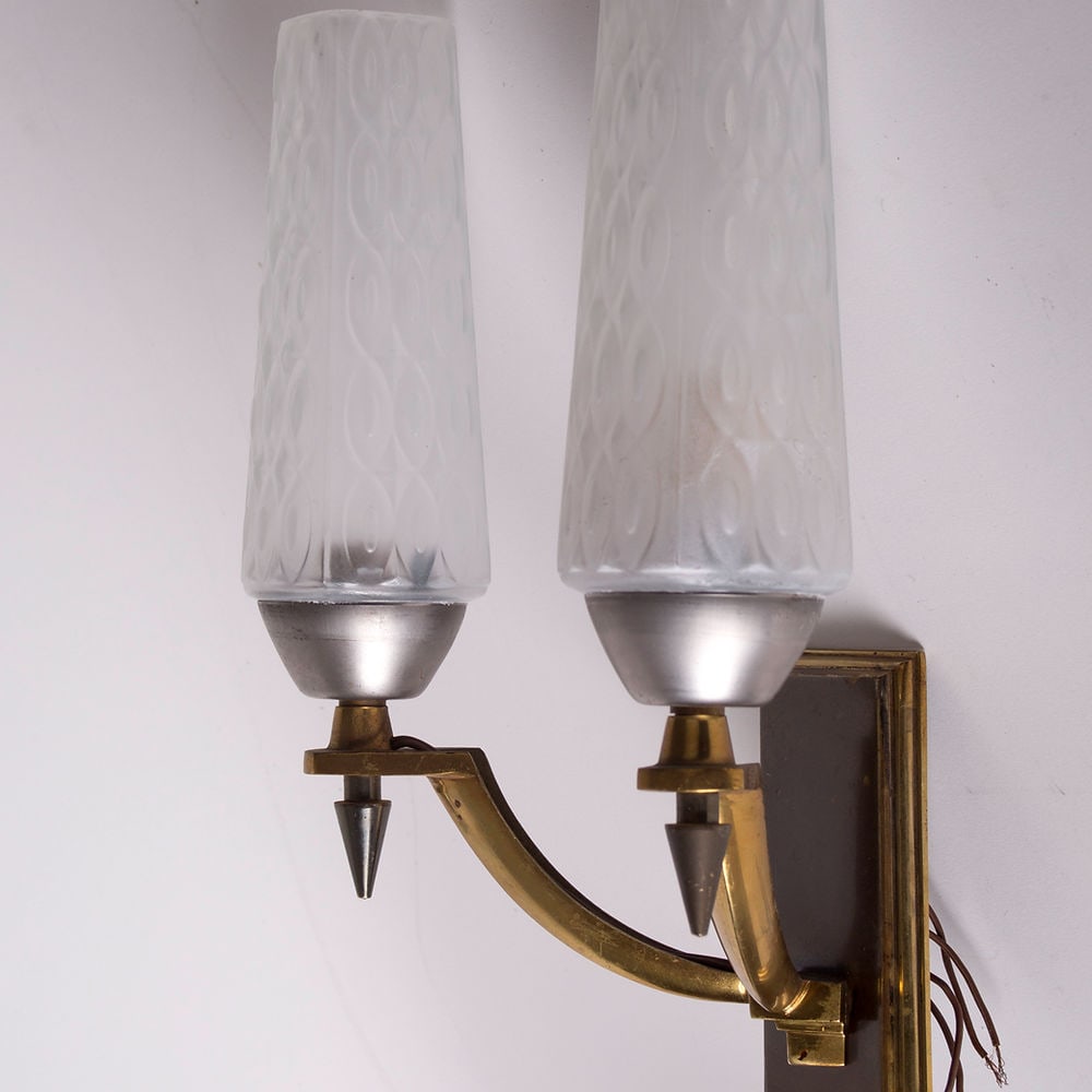Second set Pair of Brass Sconces maison Lunel French mid century maison Arlus - 4