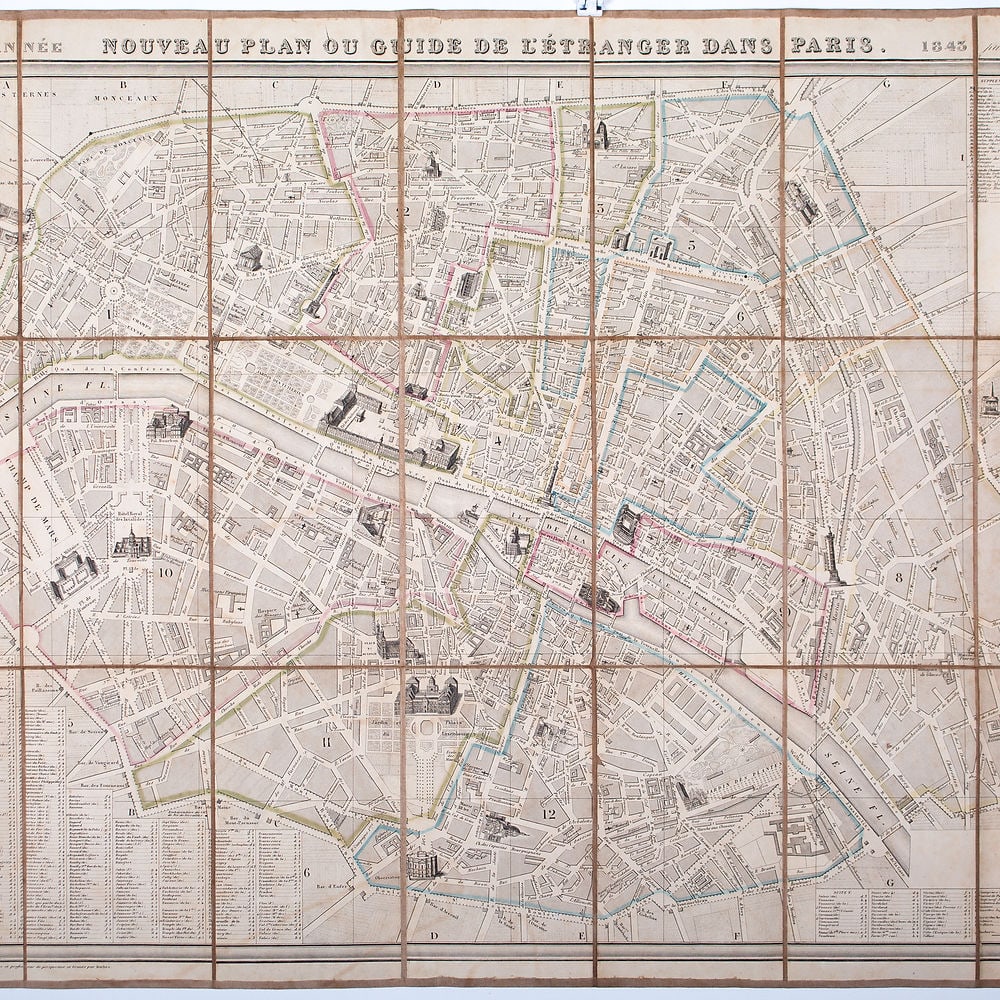 French Paris map Logerot Paris 1843 guide de l'etranger - 2