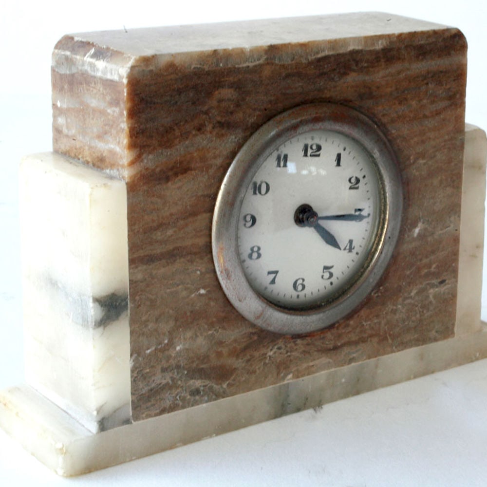 French art deco marble desk clock - 2