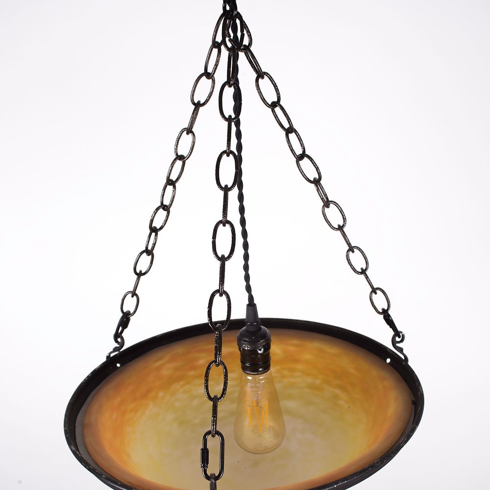French Art-Deco marmoreal Chandelier Lorrain Nancy Croismare - 3