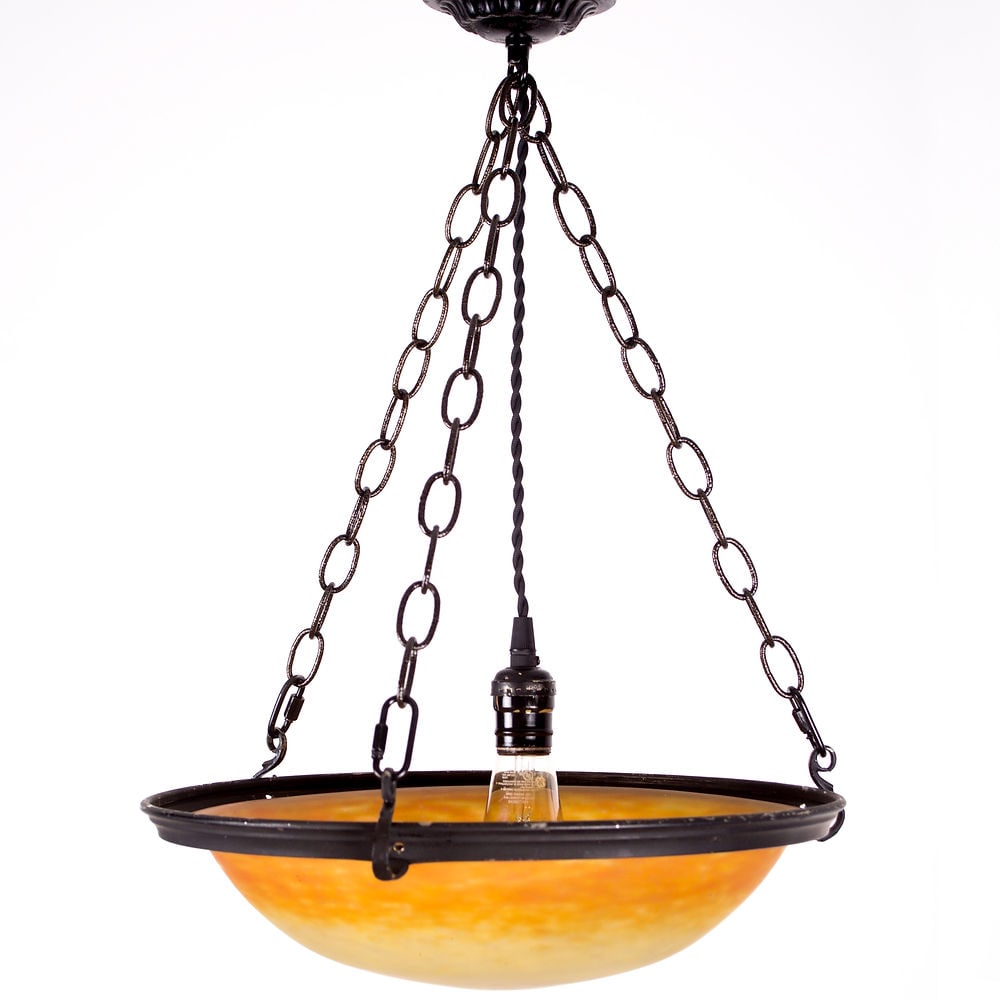 French Art-Deco marmoreal Chandelier Lorrain Nancy Croismare - 4