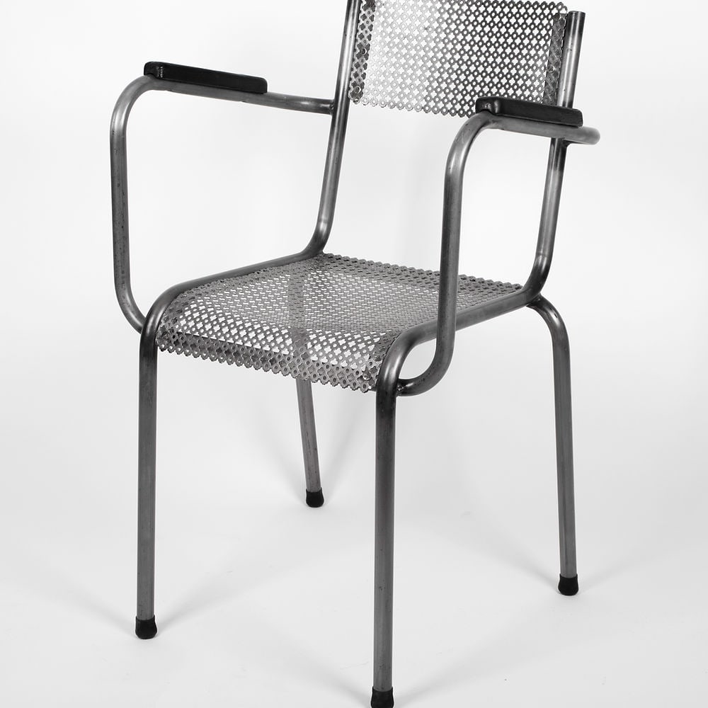 MATHIEU MATEGOT set of 4 metal armchair Cad rigitulle french mid century - 4
