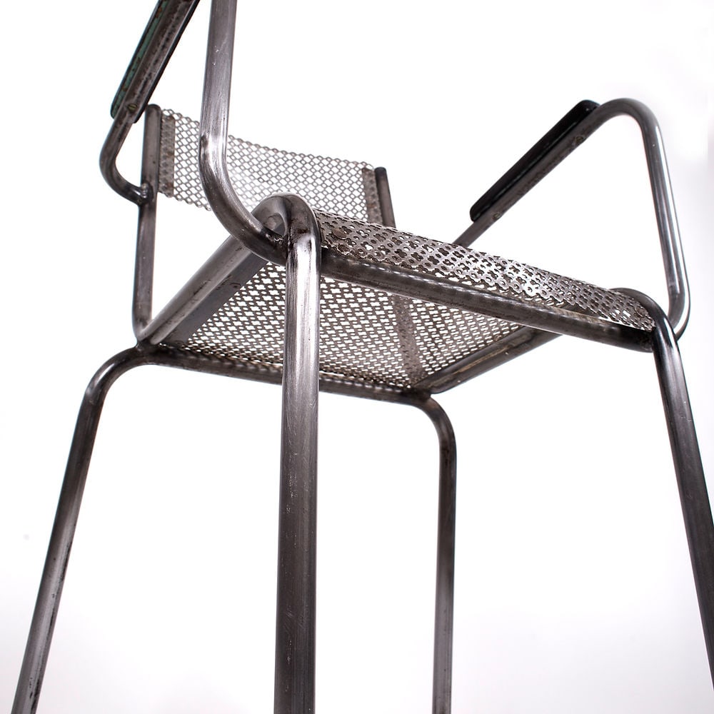 MATHIEU MATEGOT set of 4 metal armchair Cad rigitulle french mid century - 5