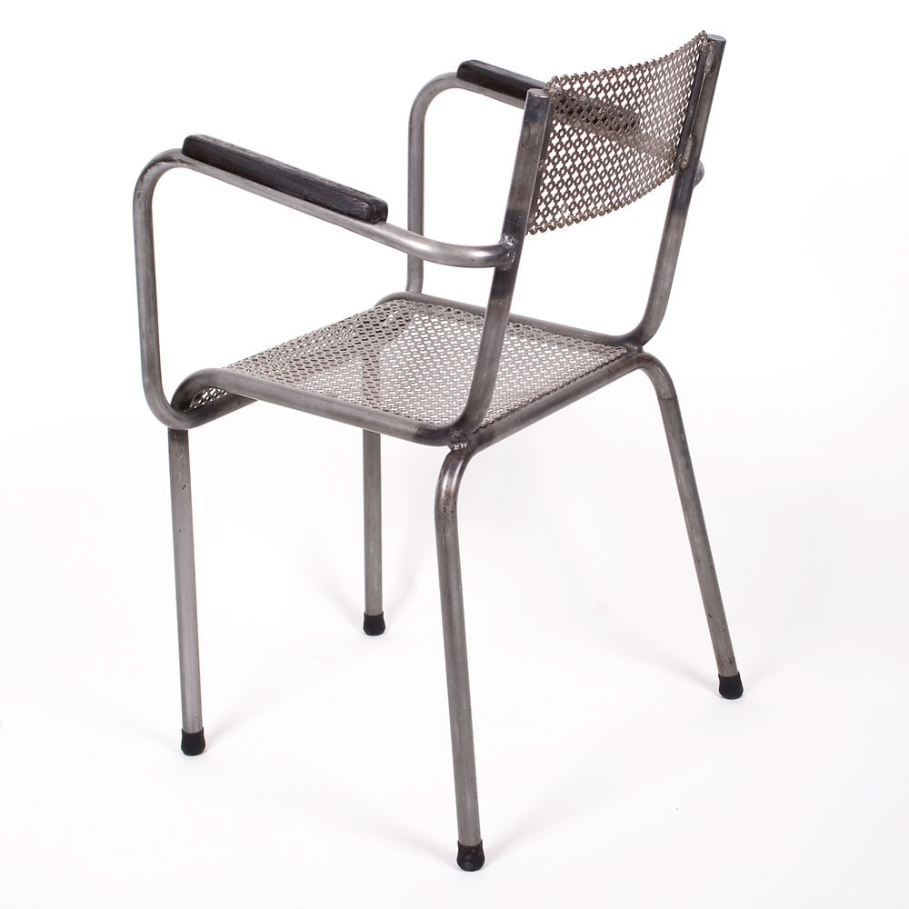 MATHIEU MATEGOT set of 4 metal armchair Cad rigitulle french mid century - 8