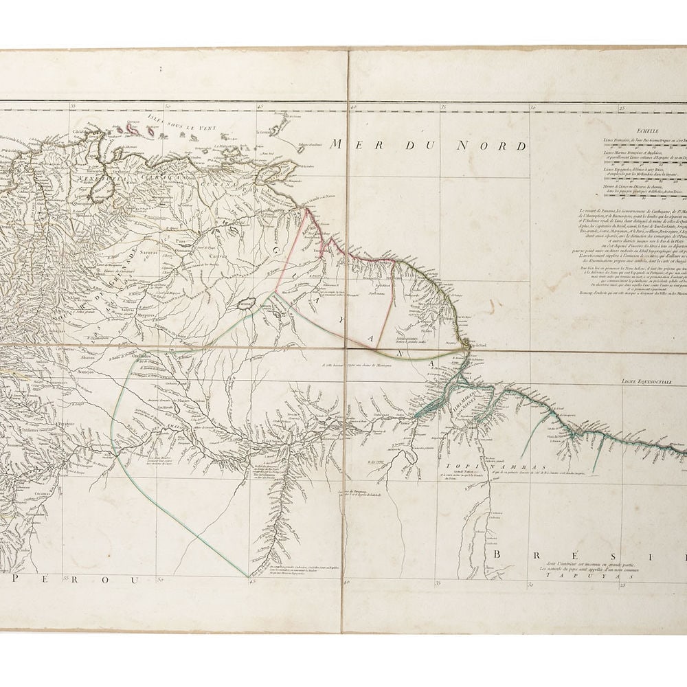 Large Antique French 1748 D'anville Map of South America in a set of 3 (1 of 8)