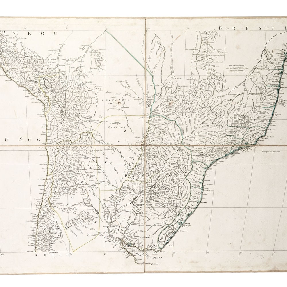 Large Antique French 1748 D'anville Map of South America in a set of 3 - 2